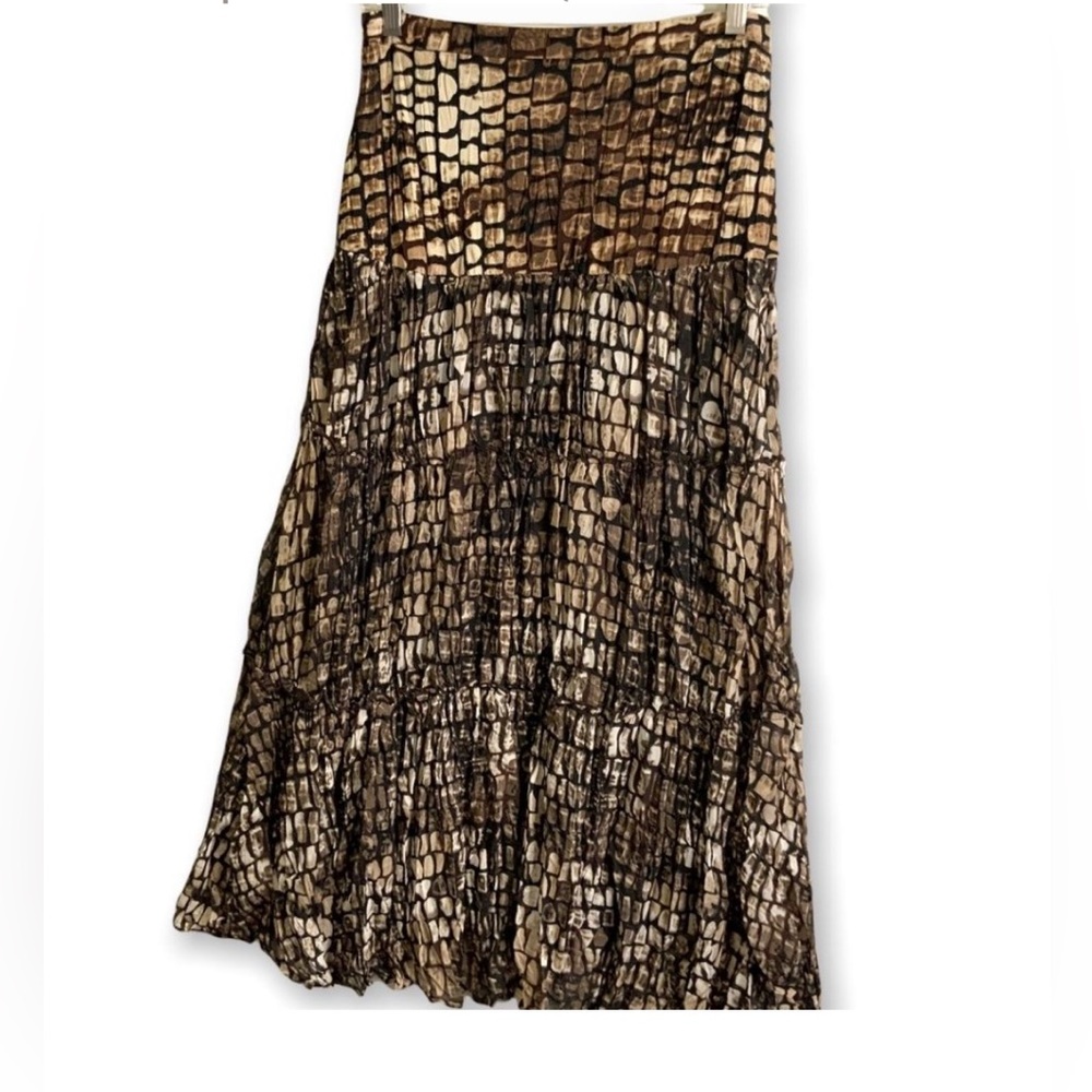 ELLOQUENT Animal Print Tiered Midi Skirt MADE IN CANADA Sz S
